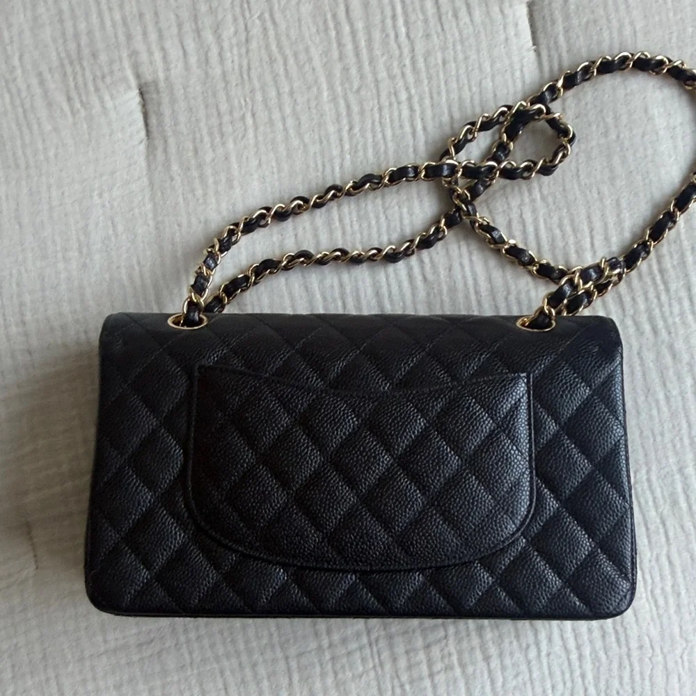 Chanel Classic Double Flap Medium Black Quilted Shoulder Bag with Gold Hardware - Picture 7 of 13